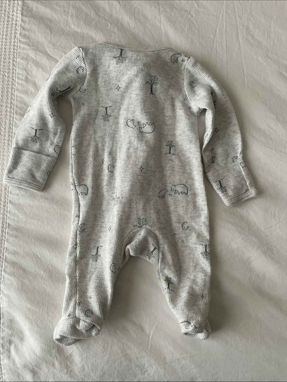 Carter's Light Gray One-Piece Footed Pajamas with Pale Blue Animal Print